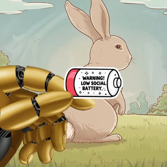 Low Social Battery Waterproof Vinyl Sticker 6cmx3.16cm - Picture 1 of 1